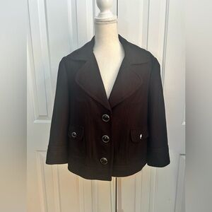 NYGARD COLLECTION Women Linen and Rayon Blazer, Black, Size 14
